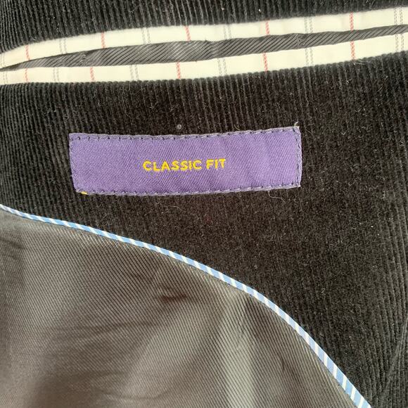 Stafford 48 Reg Classic Black Corduroy Sport Coat Blazer Jacket Elbow Patches - Picture 15 of 16